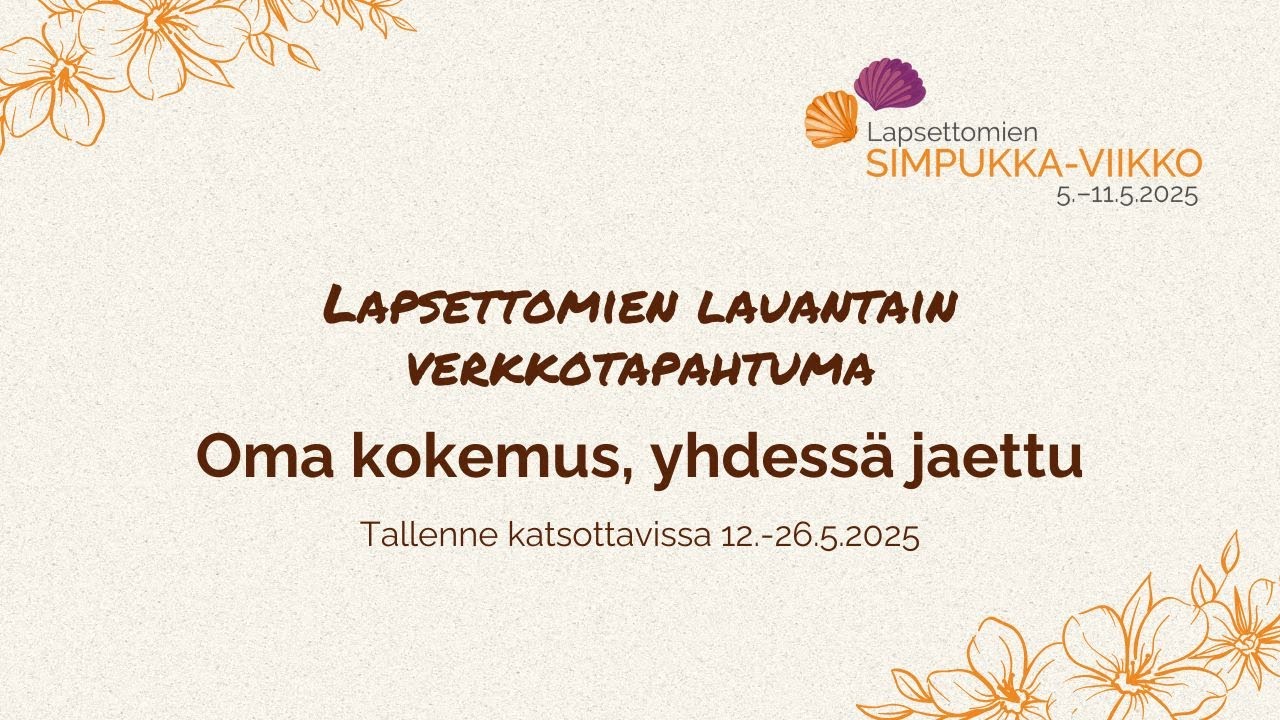 TALLENNE: Lapsettomien lauantain verkkotapahtuma 10.5.2025