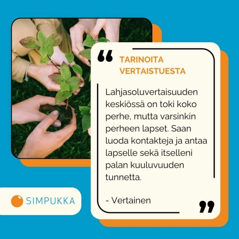 Simpukan logo. Taimia piteleviä käsiä.