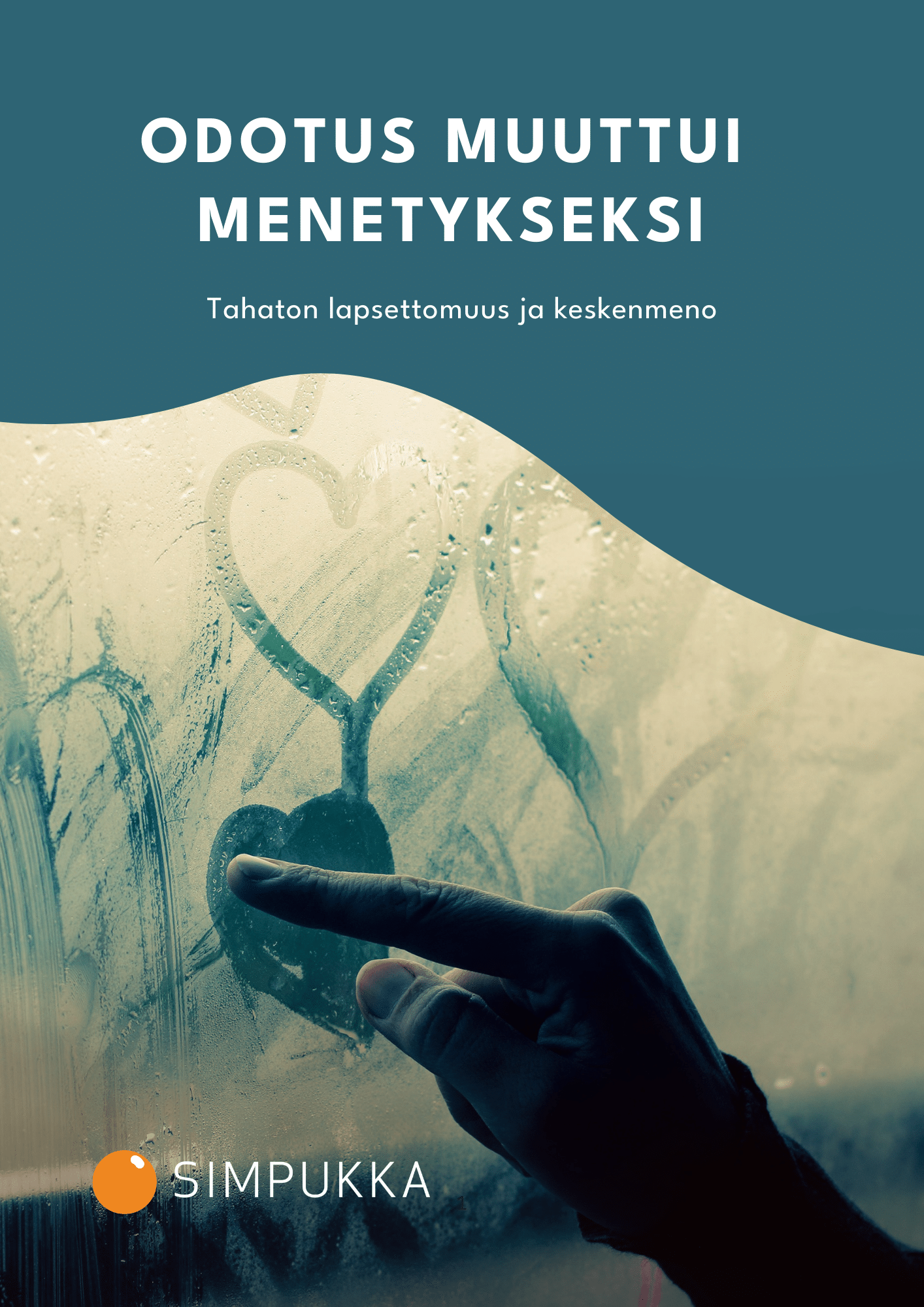 Oppaan kansikuva, jossa käsi piirtää sydäntä ikkunalasiin