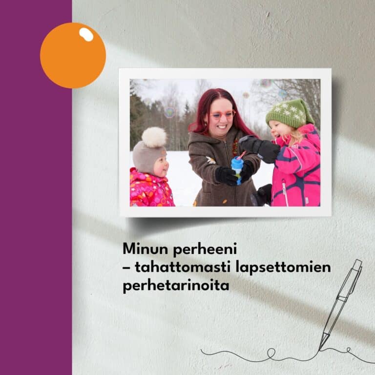 Minun perheeni -tahattomasti lapsettomien perhetarinoita. Kuva Anun perheestä. Anun tarina.