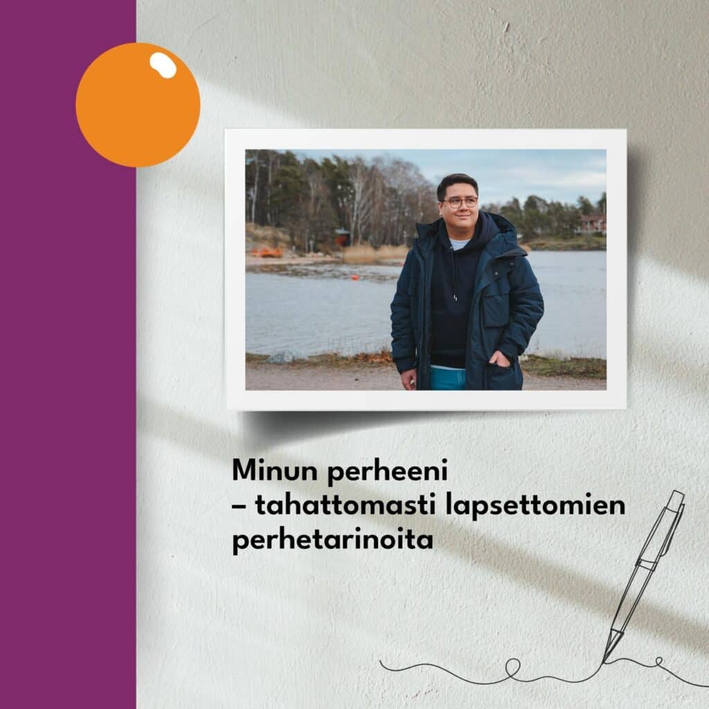 Jimin tarina. Kuvassa Jim. Teksti: Minun perheeni - tahattomasti lapsettomien perhetarinoita.