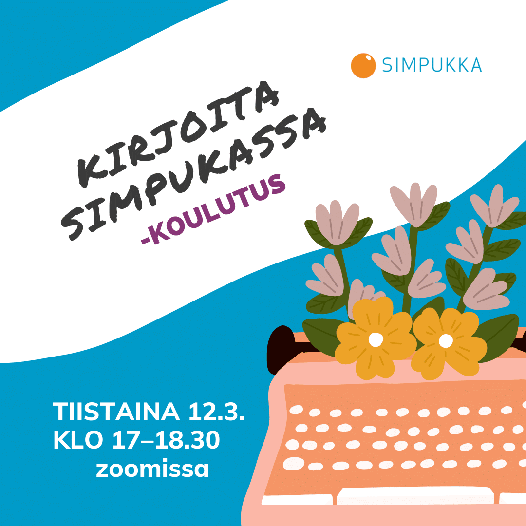 Kirjoita Simpukassa -koulutus tiistaina 12.3.2024 kello 17–18.30