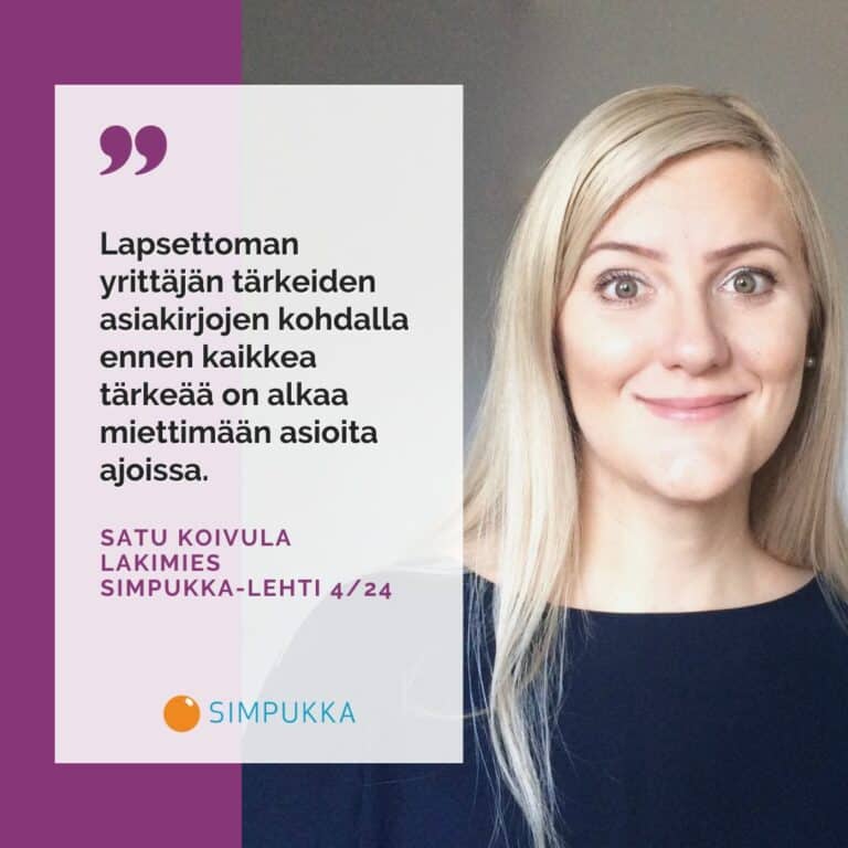 Lapsettoman yrittäjän tärkeät asiakirjat
